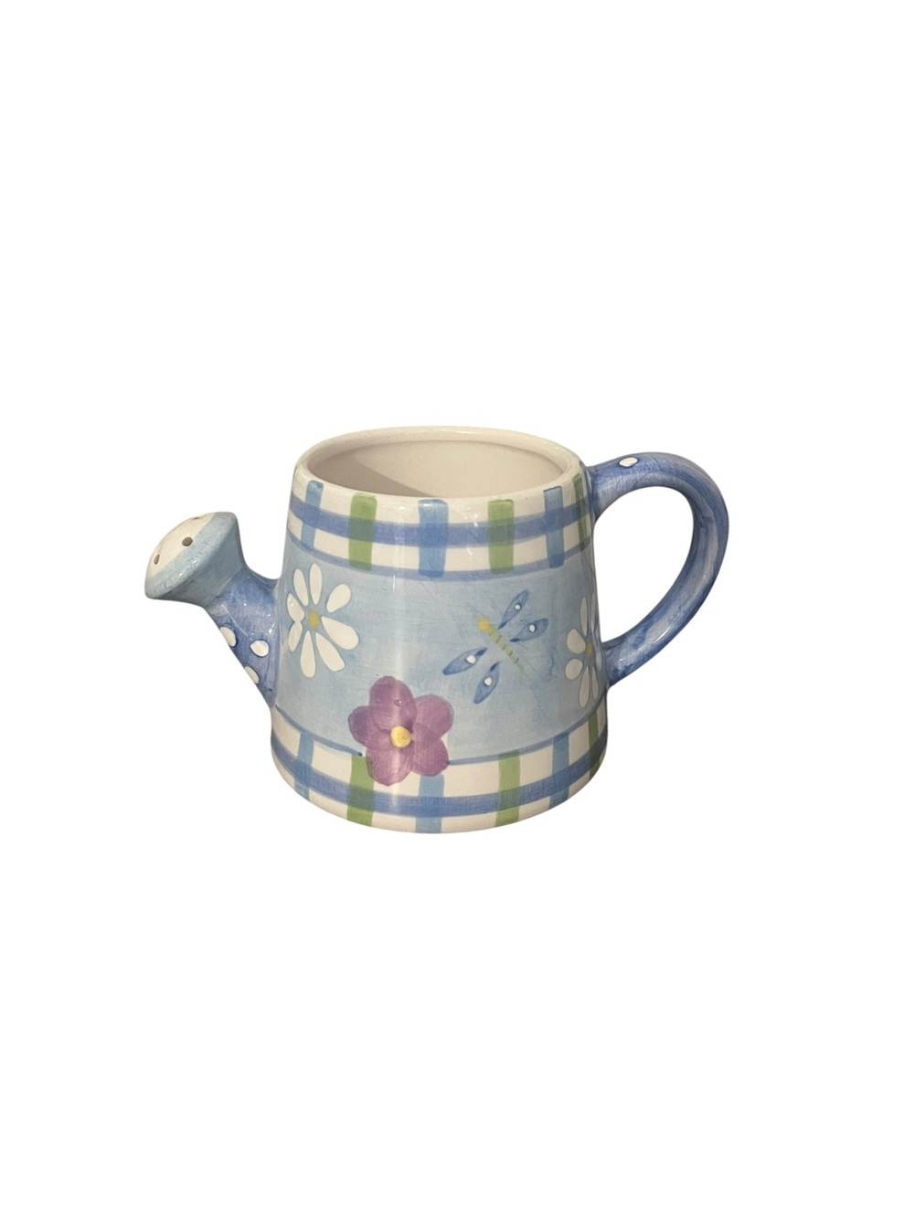 Dragonfly Floral Ceramic Watering Can Planter Bella Casa by Ganz